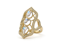 18kt yellow gold Baroque multi moonstone ring with 3 cts moonstone and . 45 cts diamonds. Available in white, yellow, or rose gold.
